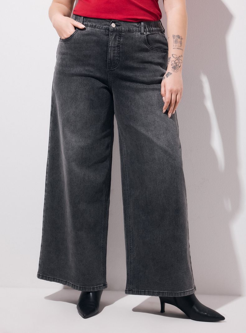 Jeans Baggy con Cintura Elasticada