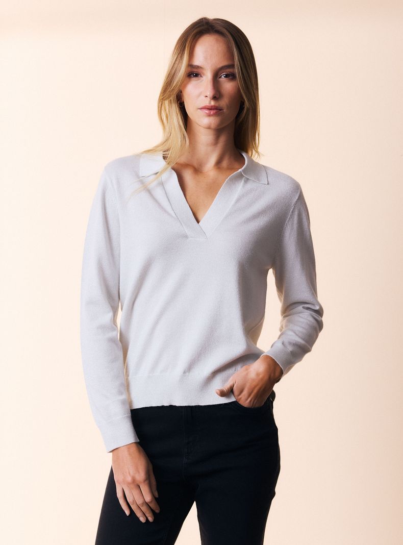MARITTIMO SWEATER CON CUELLO Y TEJIDO METALIZADO