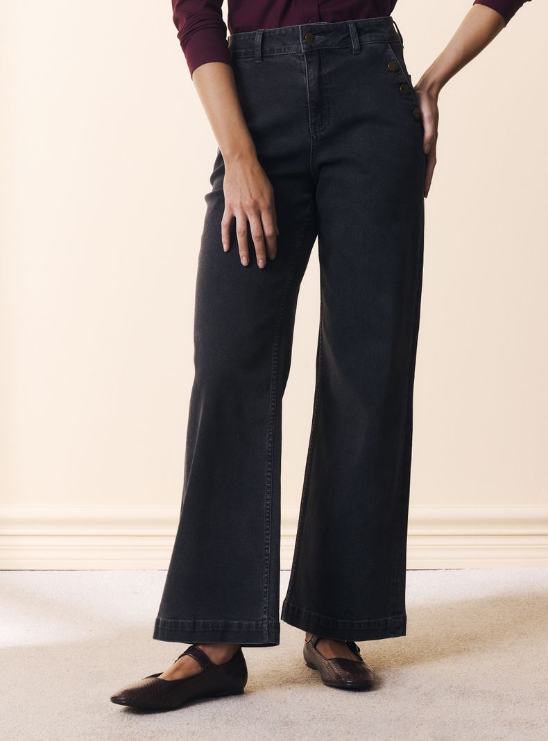 Jeans Recto con Botones Look Náutico