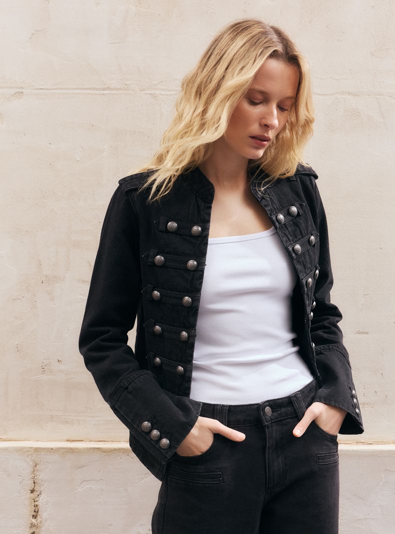 ALANIZ CHAQUETA MILITAR TIPO NAPOLEÓN DENIM