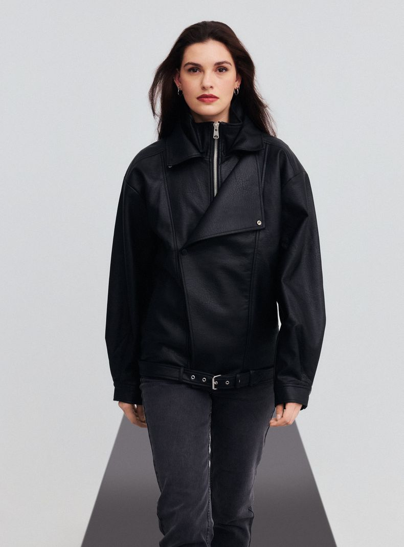 Chaqueta Bomber Efecto Piel
