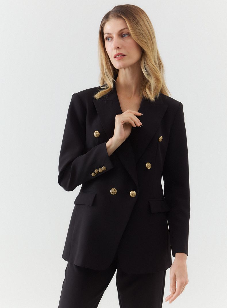 Blazer Sastrero Botones Metálicos Cruzado