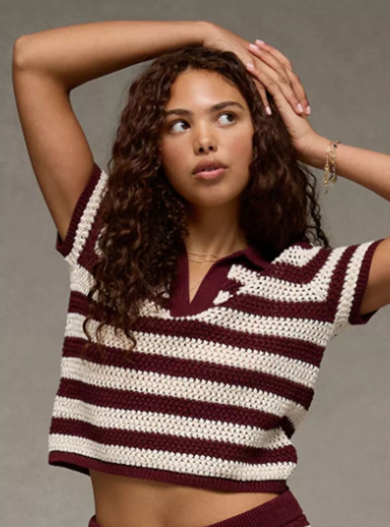 Camisa AE Tejida a Crochet Cuello Polo
