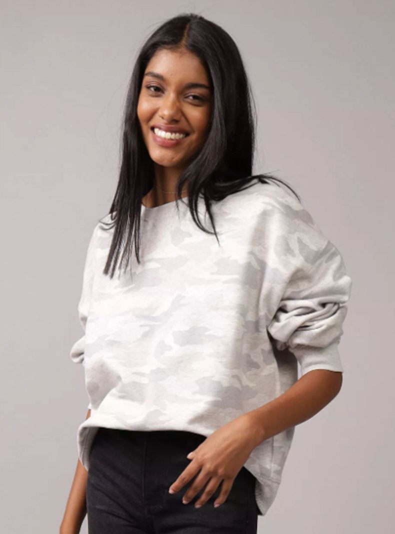 Polerón Ae Crew Neck Camuflado Gris