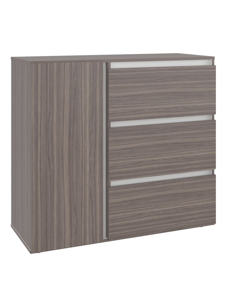 Cómoda 1 Puerta con 3 Cajones Niza Avellana y Blanco