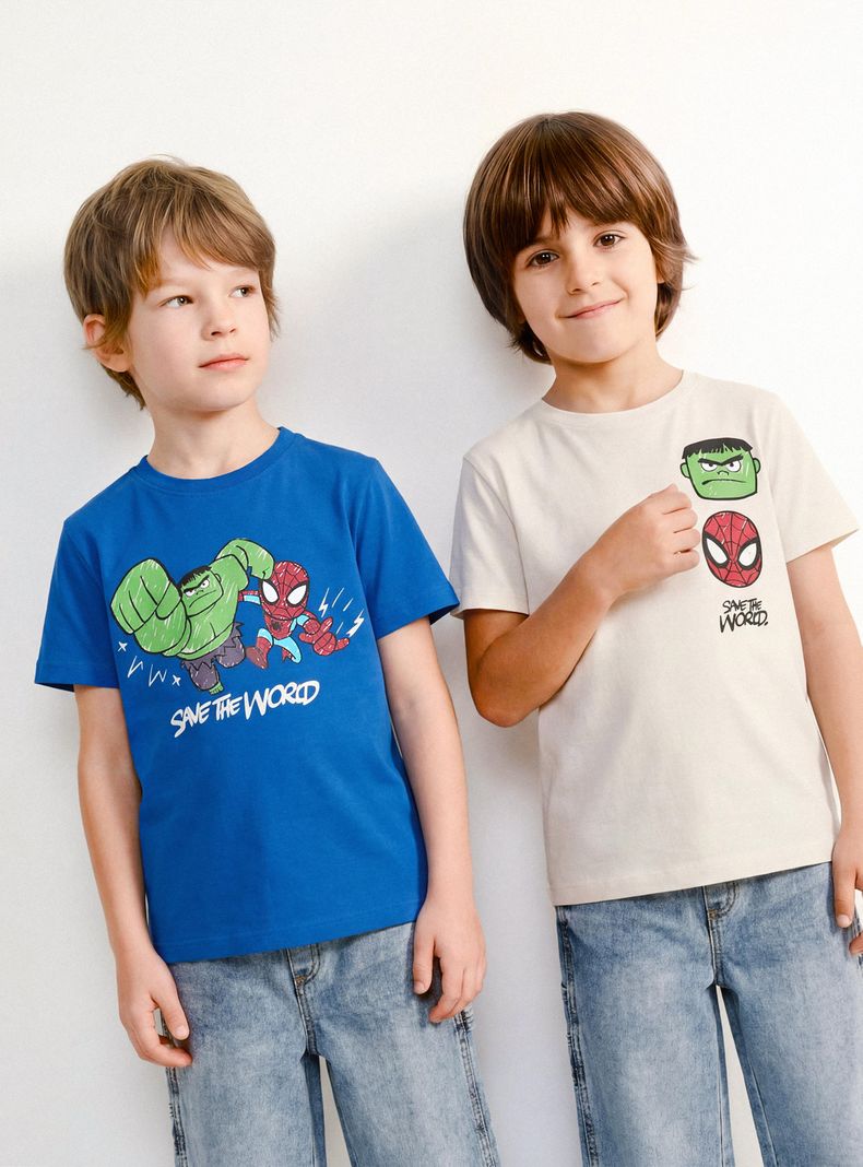 Polera Pack Estampadas Spider Man y Hulk