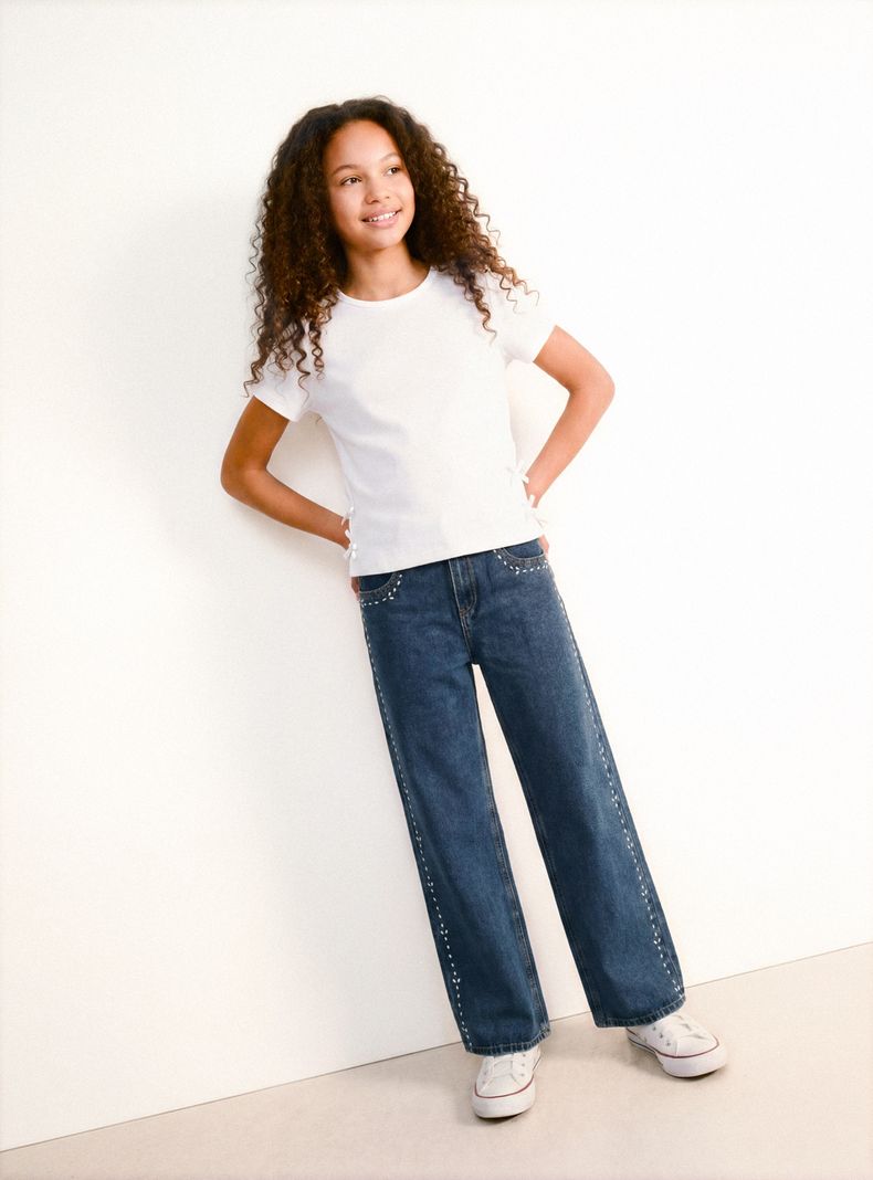Jeans Tachas Hojas