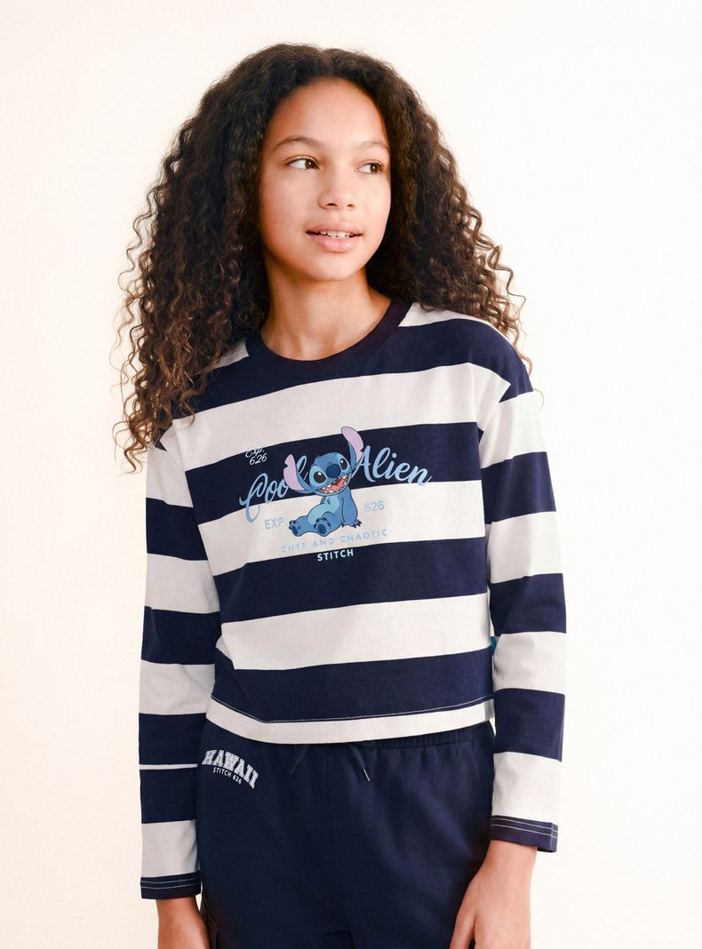 Polera Diseño Stitch con Rayas