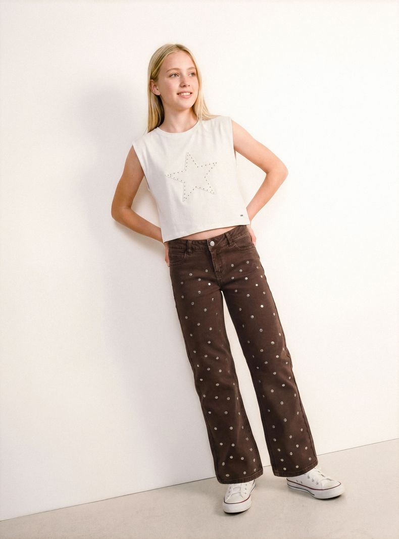 Pantalón Tachas Frontal Niña