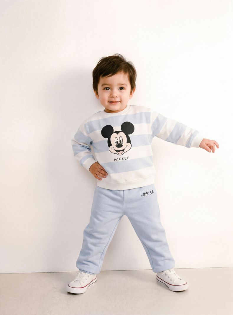 Buzo Set Polerón y Pantalón Mickey Mouse Rayas