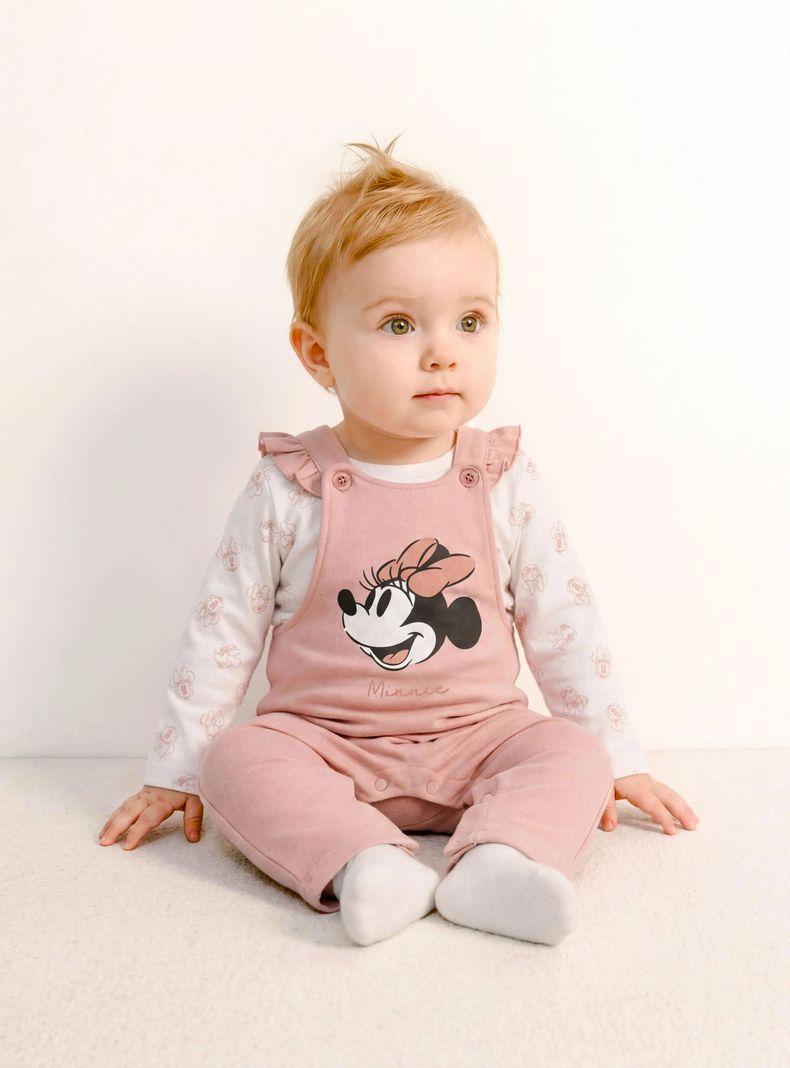 Set Jardinera Vuelos y Body Minnie Mouse