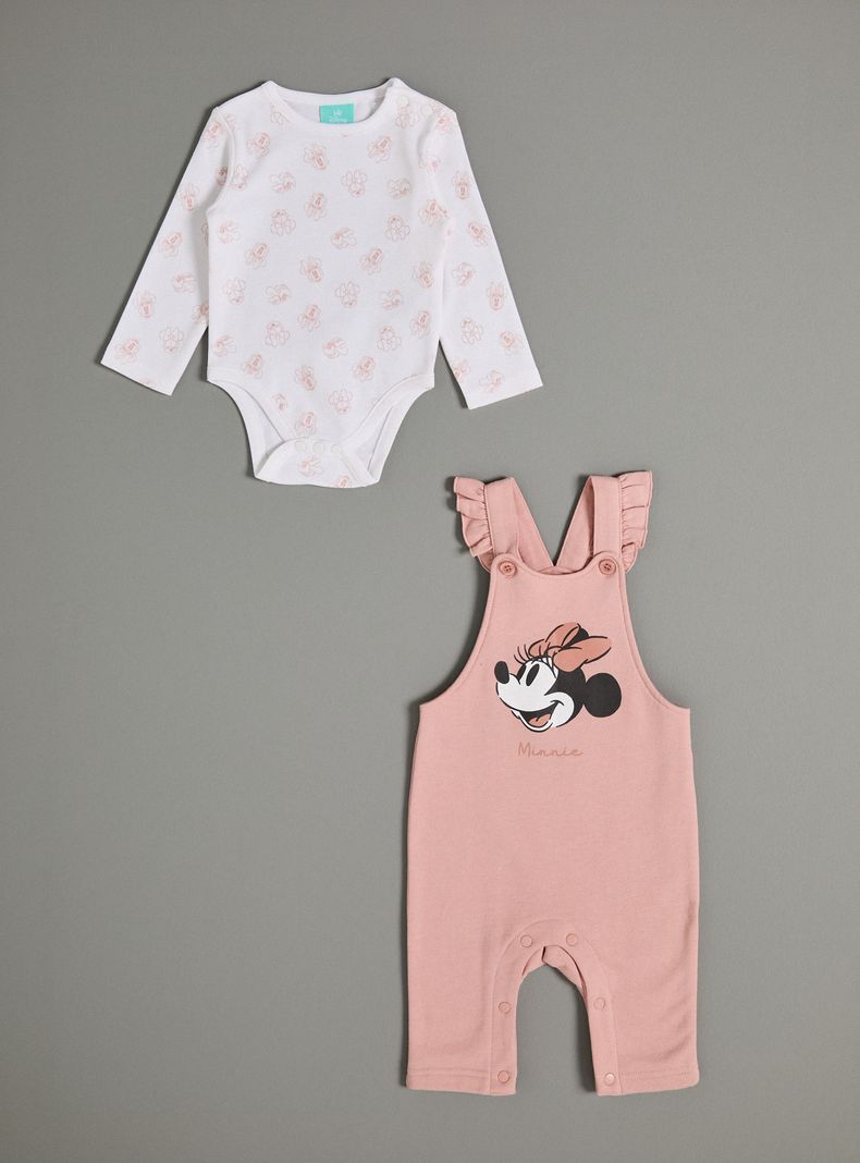 Set Jardinera Vuelos y Body Minnie Mouse