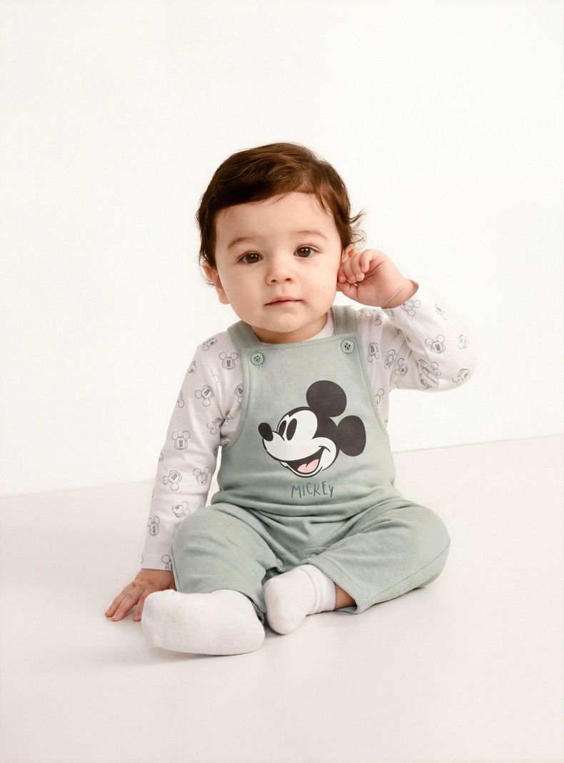 Set Jardinera y Body Mickey Mouse