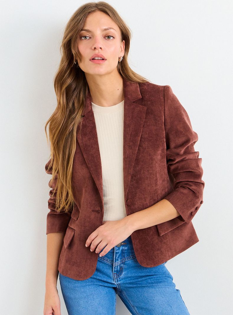 Blazer Liso Botón Regular Textura