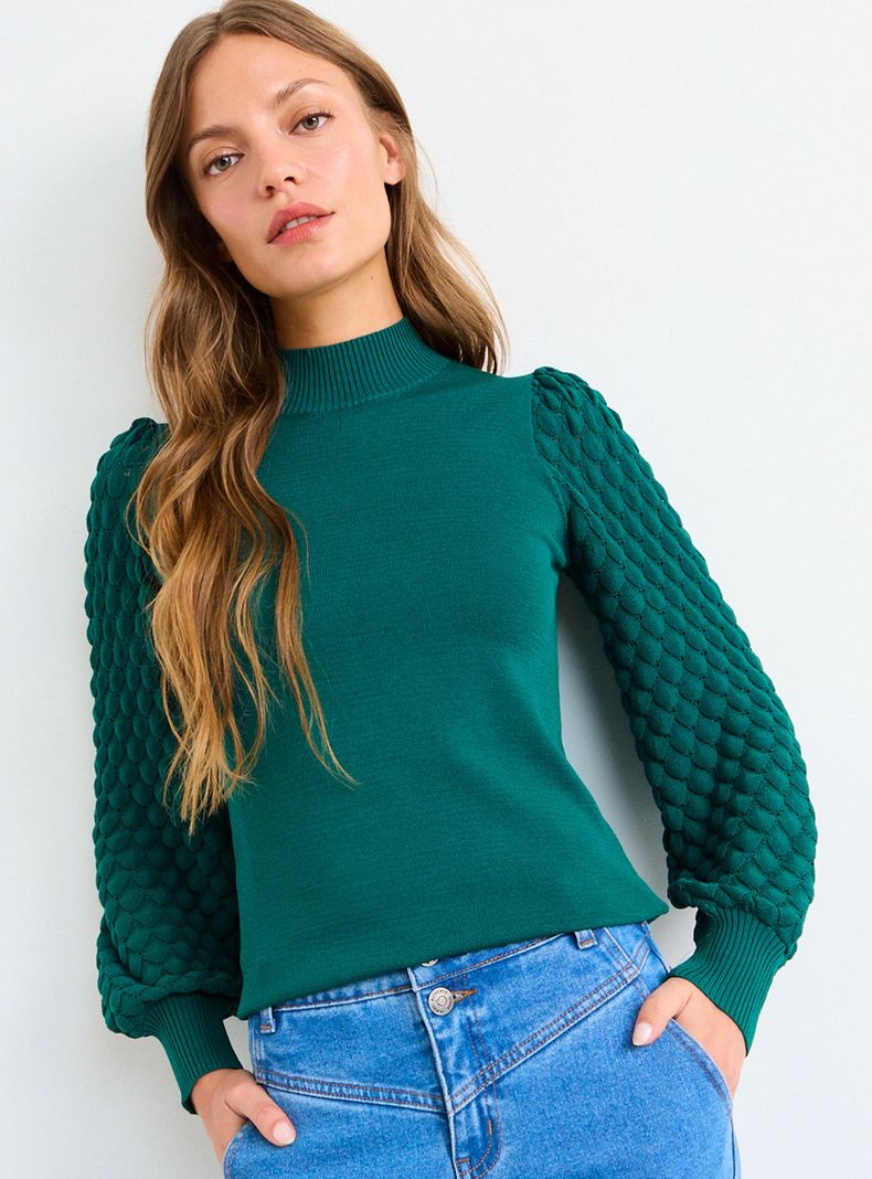 Sweater Liso Beatle con Manga Larga Textura