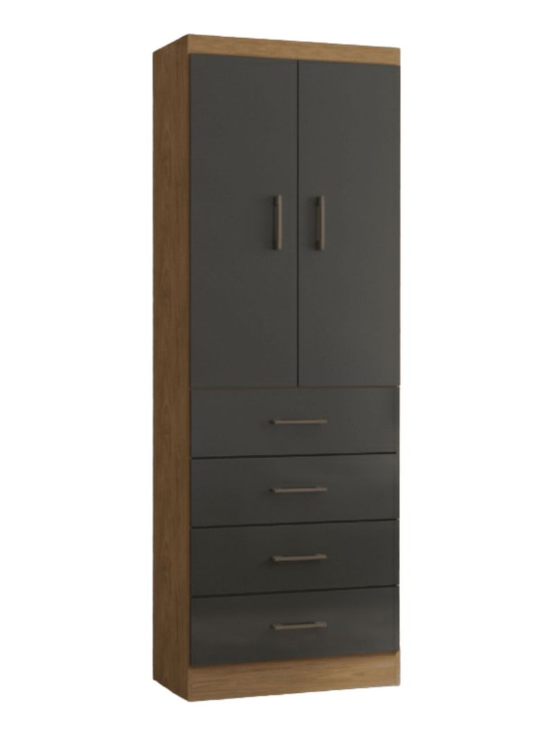 Clóset 2 Puertas 4 Cajones Negro/Café 182x62x40 cm