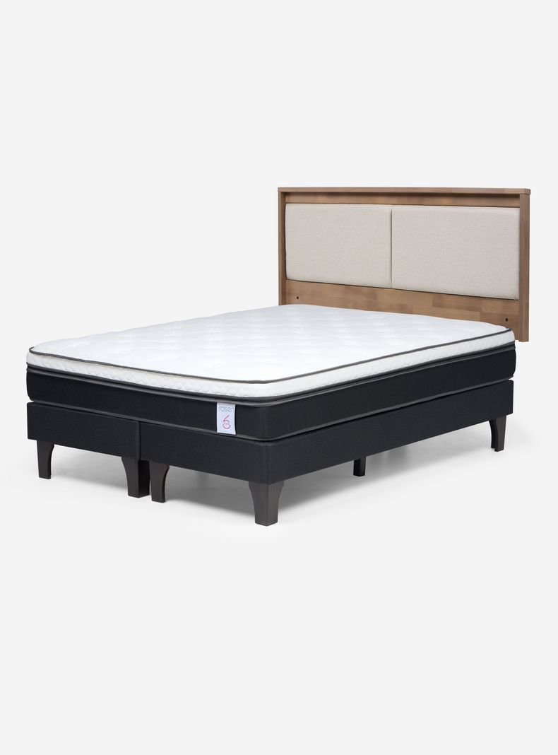 Cama Europea New Style 6 2 Plazas Base Dividida + Respaldo Paul