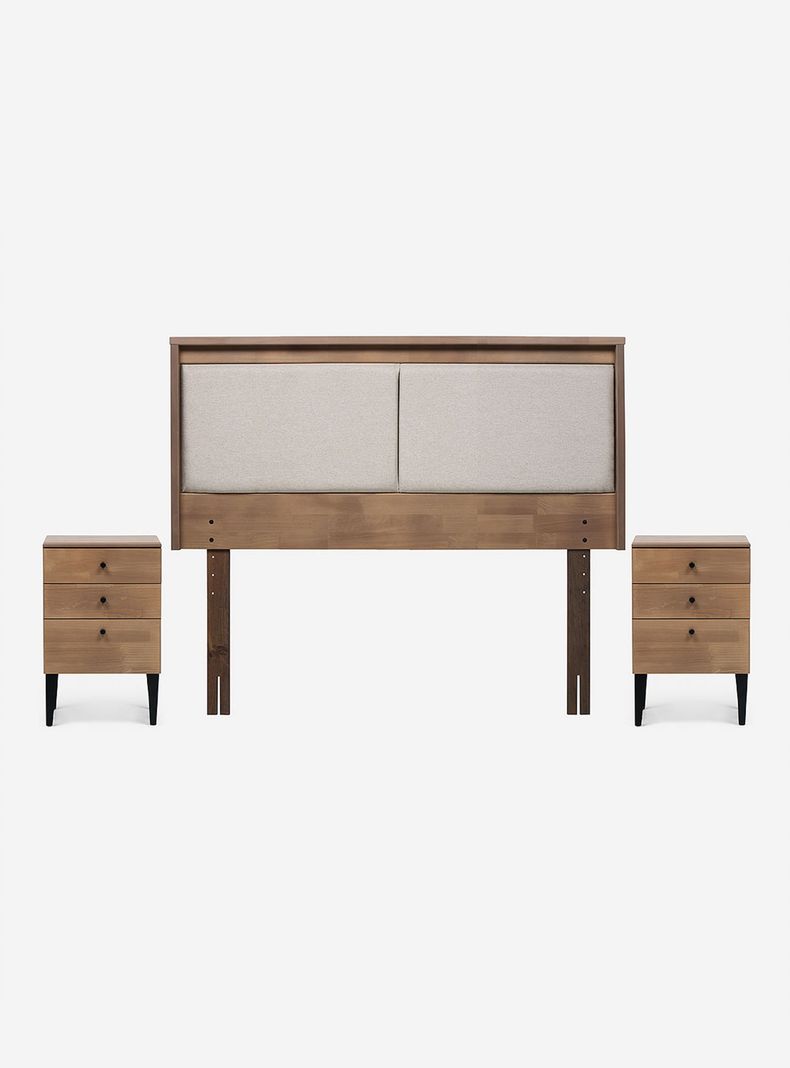 Set Muebles Respaldo + Veladores Paul 2 Plazas