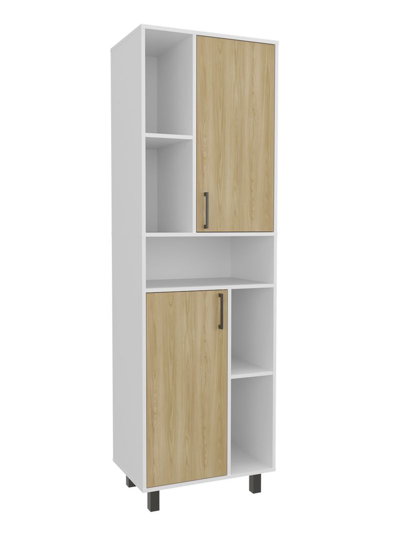 Despensa Alta 2 Puertas Brice 190x60x39.7 cm Blanco y Fresno