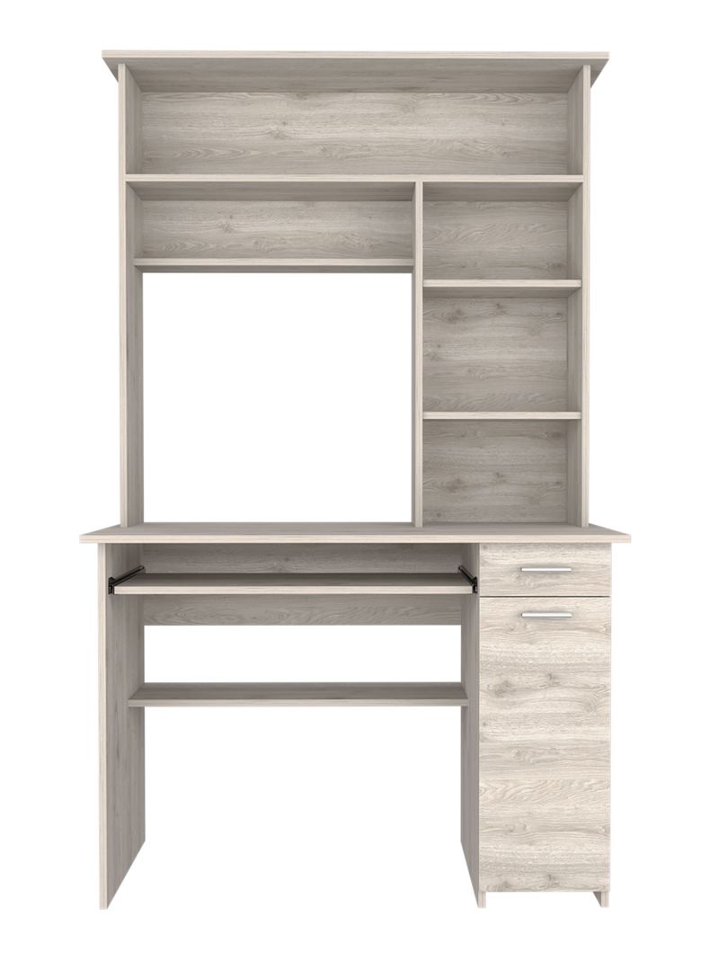 Escritorio Biblioteca 1 Puerta 1 Cajon 180 180.7x110x58.3 cm Ceniza Gris Claro