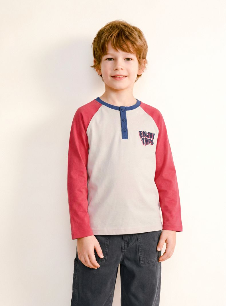 Polera Manga Color Pequeño Estampado