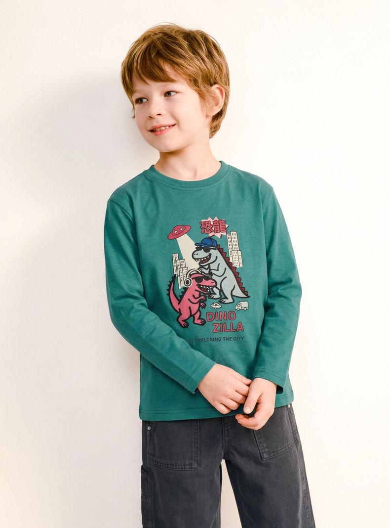 Polera Diseño Dinosaurios Dordados
