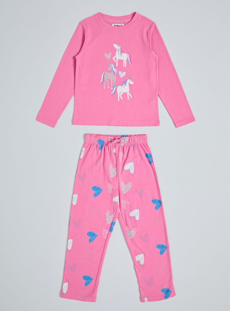 Pijama Manga Larga con Estampado Jersey Niña