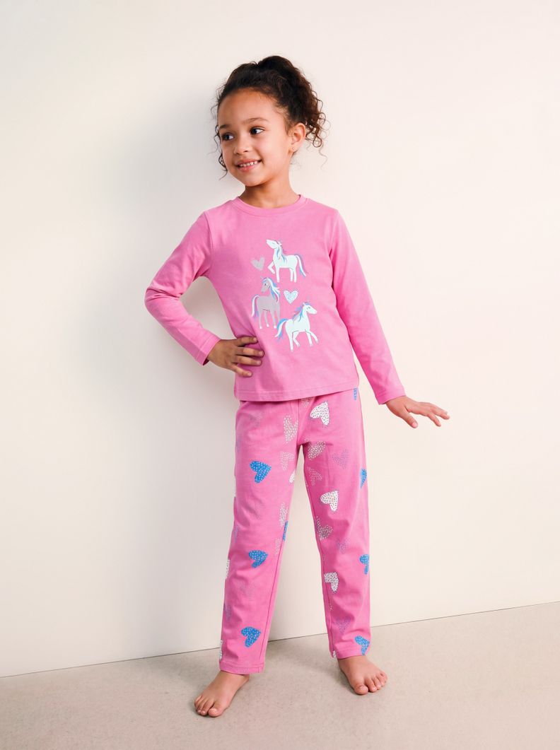 Pijama Manga Larga con Estampado Jersey Niña