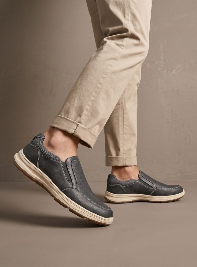 Zapato Casual Slip On Plantilla de Cuero Hombre