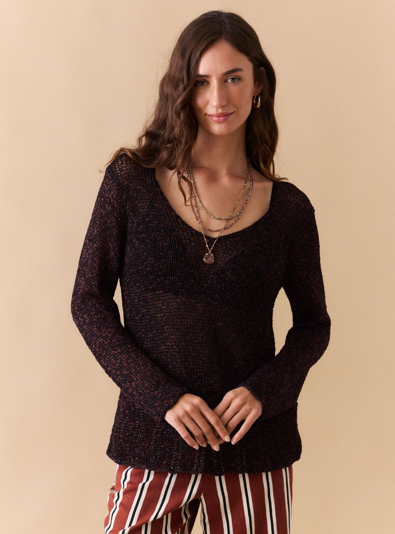 Sweater Bitono Tejido Cinta