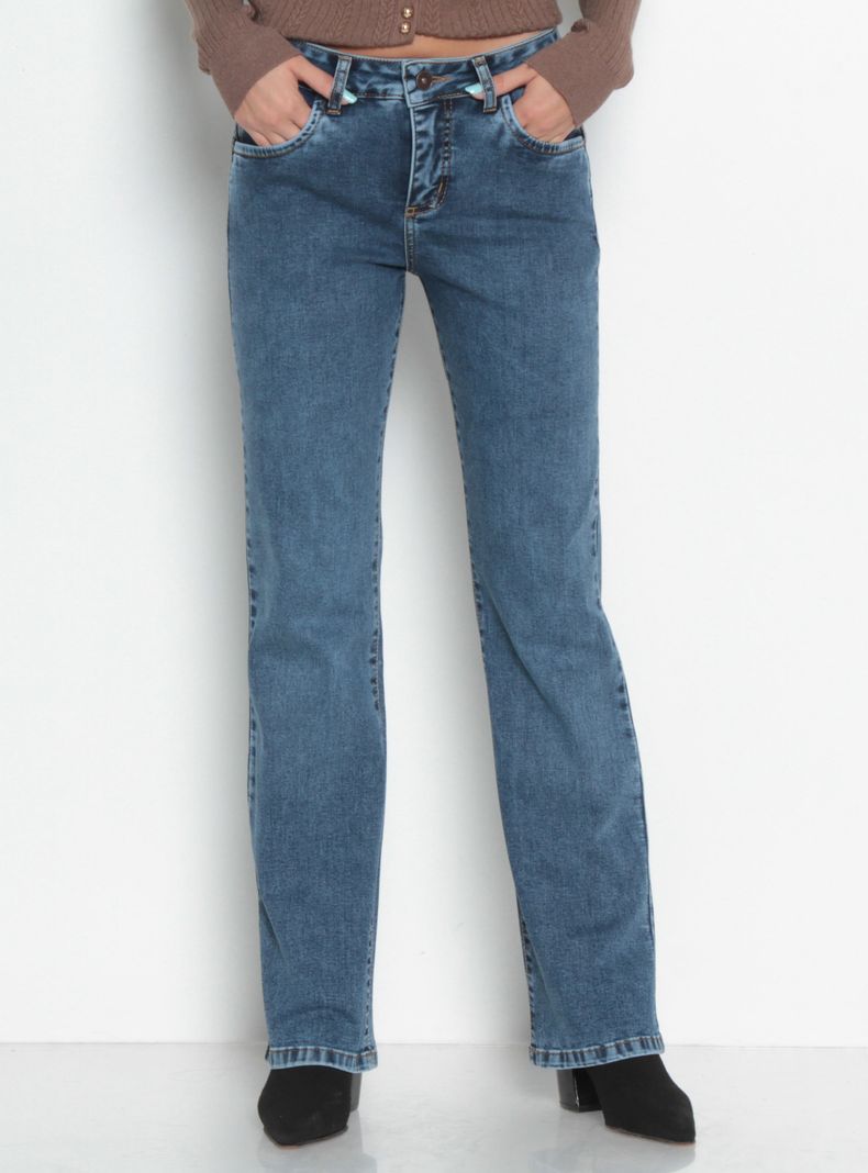 Jeans Recto Tiro Alto Push In Push Up 1 Botón Rp3