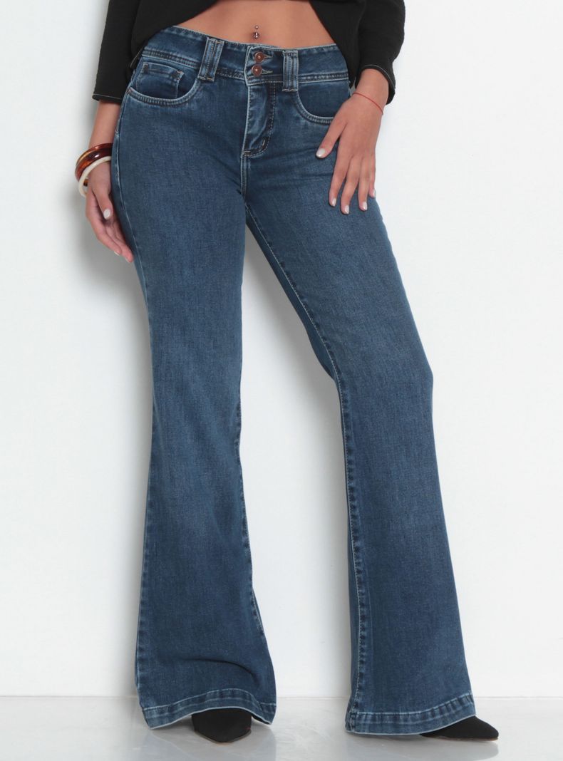 Jeans Recto Tiro Alto Pretina Básica 1 Botón Ja3