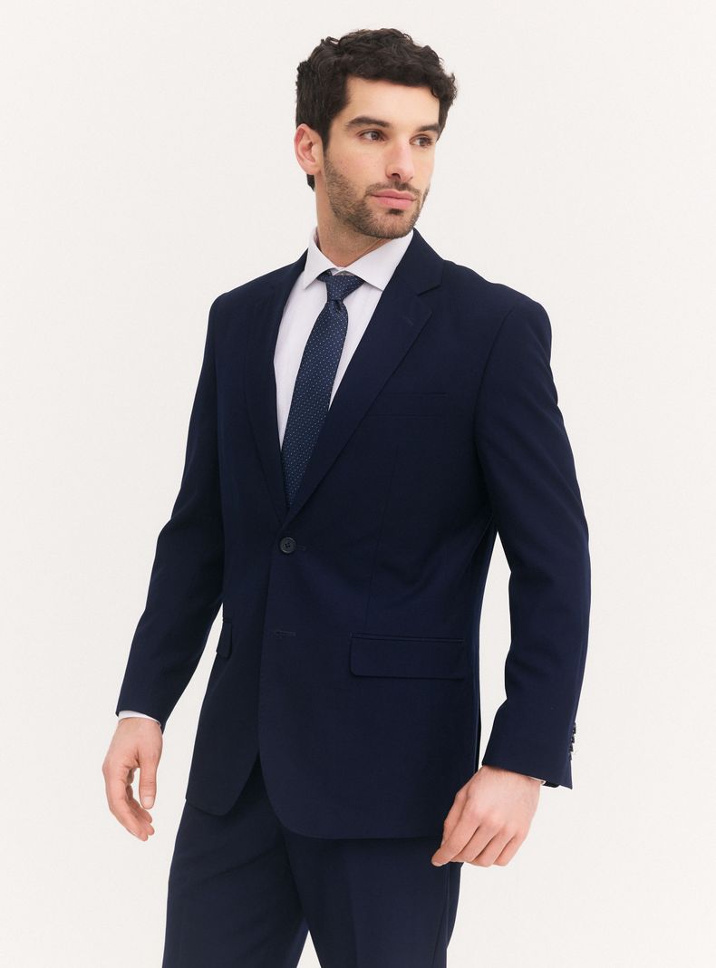 Traje Recto Formal Lana Poliéster Liso