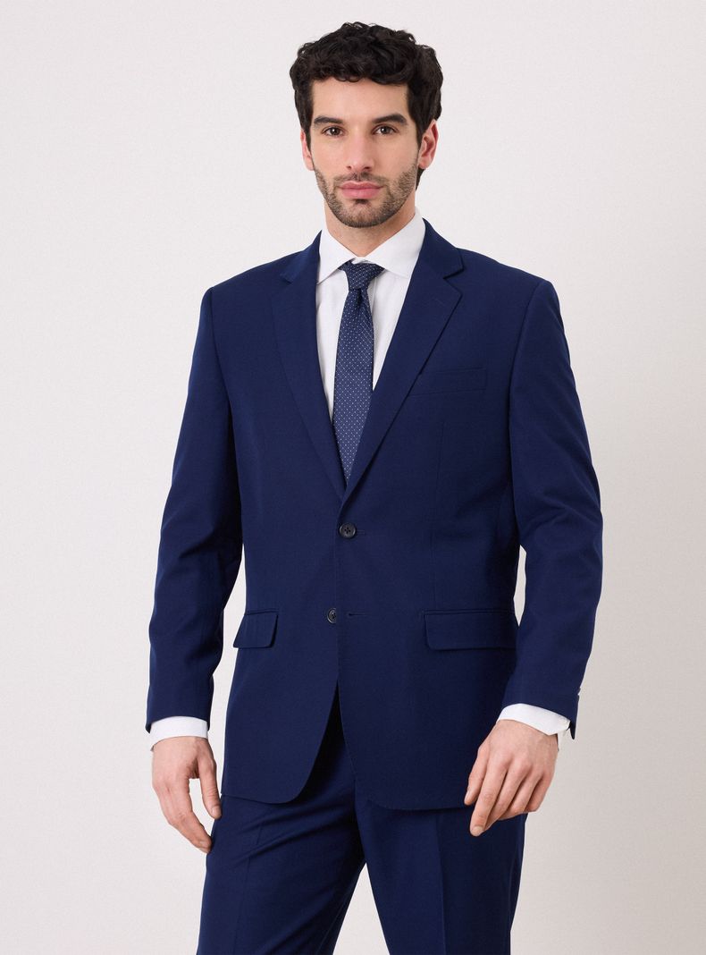 Traje Recto Lana Poliéster Liso
