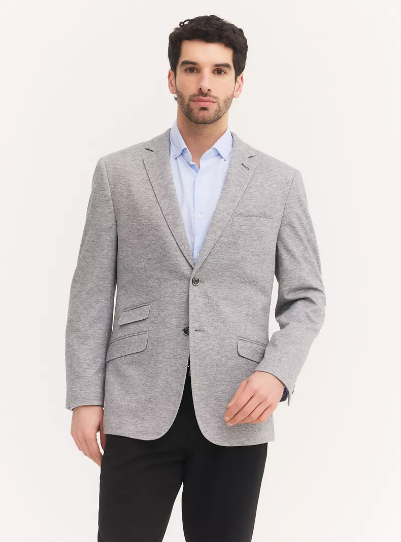 Vestón Recto Regular Fit Pie de Poll Lino Poliéster