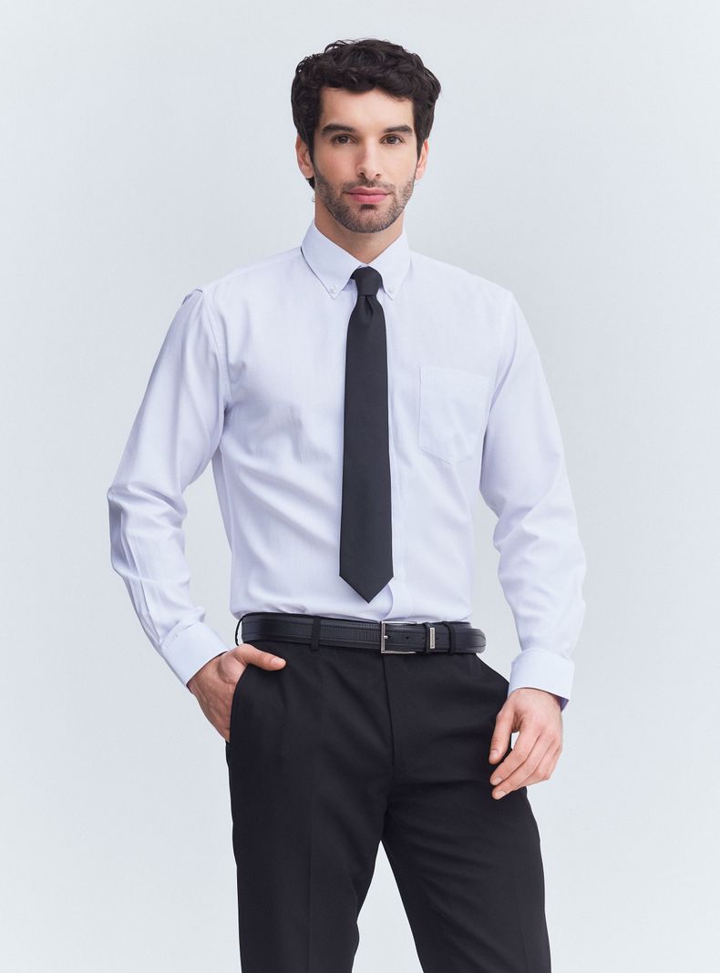 Camisa de Vestir Texturada de Contrastes