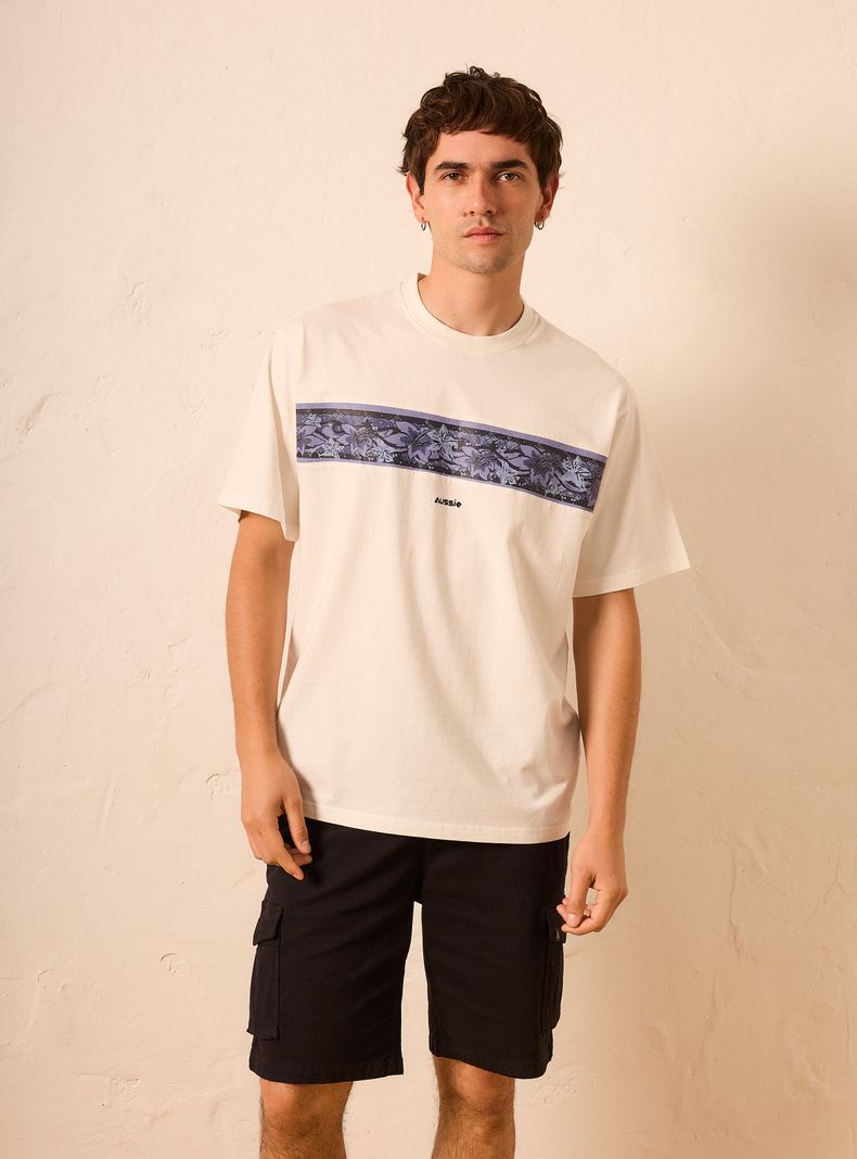 Polera Corte Delantero con Estampado