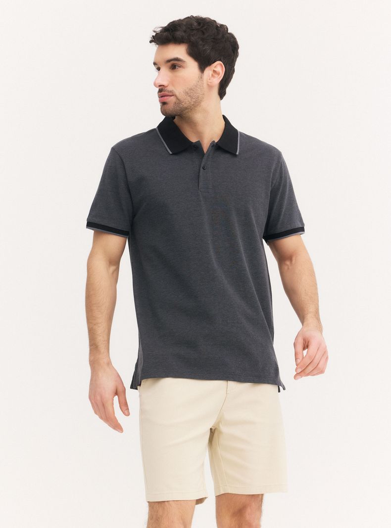 Polera Manga Corta Polo Cuello Contrastado