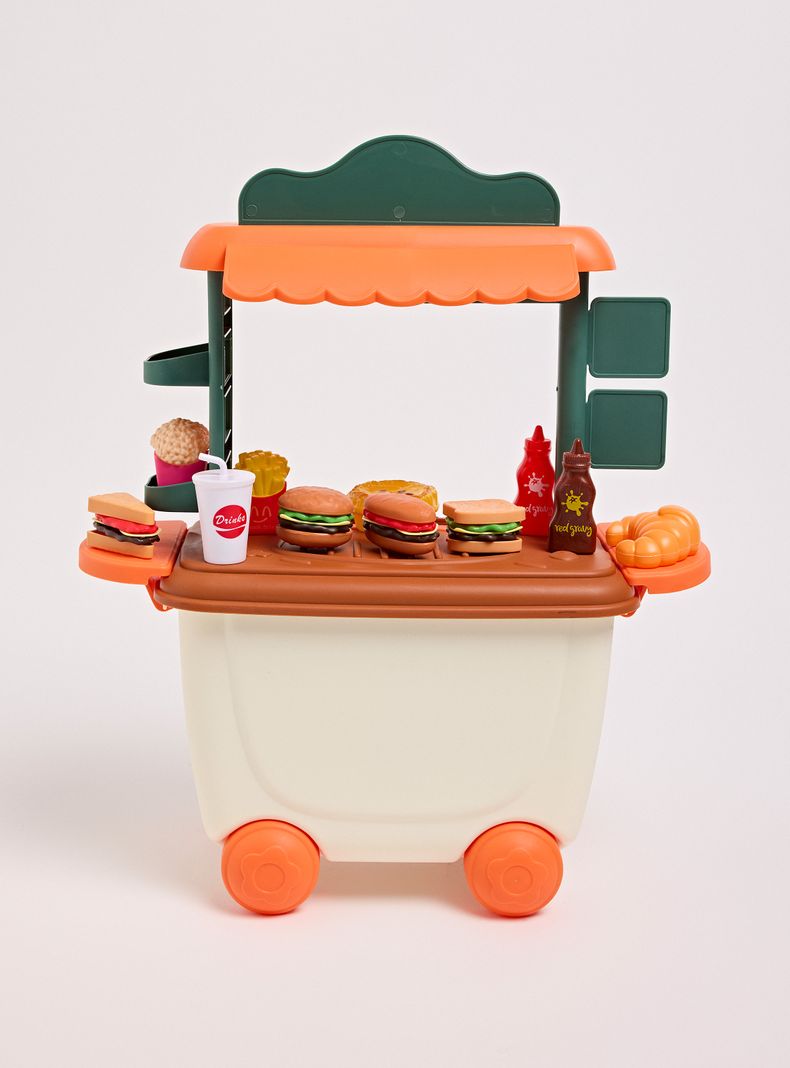 Juguete Mini Hogar Carrito de Comida Rápida 34 Piezas
