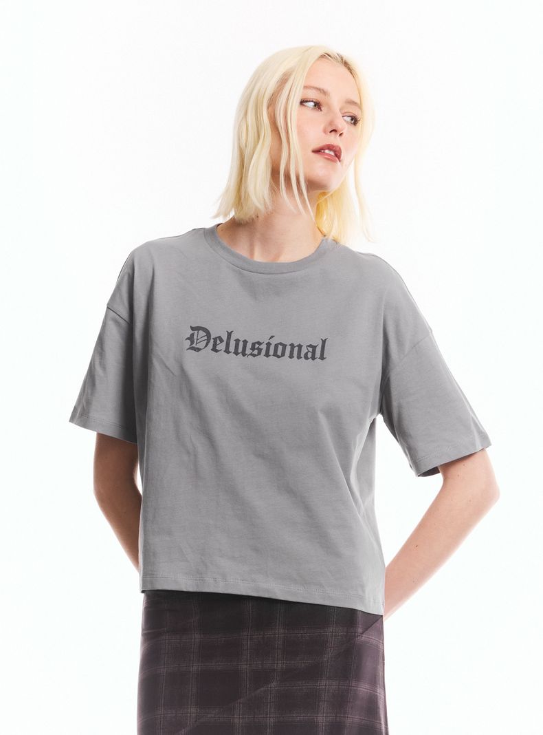 Polera Fit Regular Estampado Flock