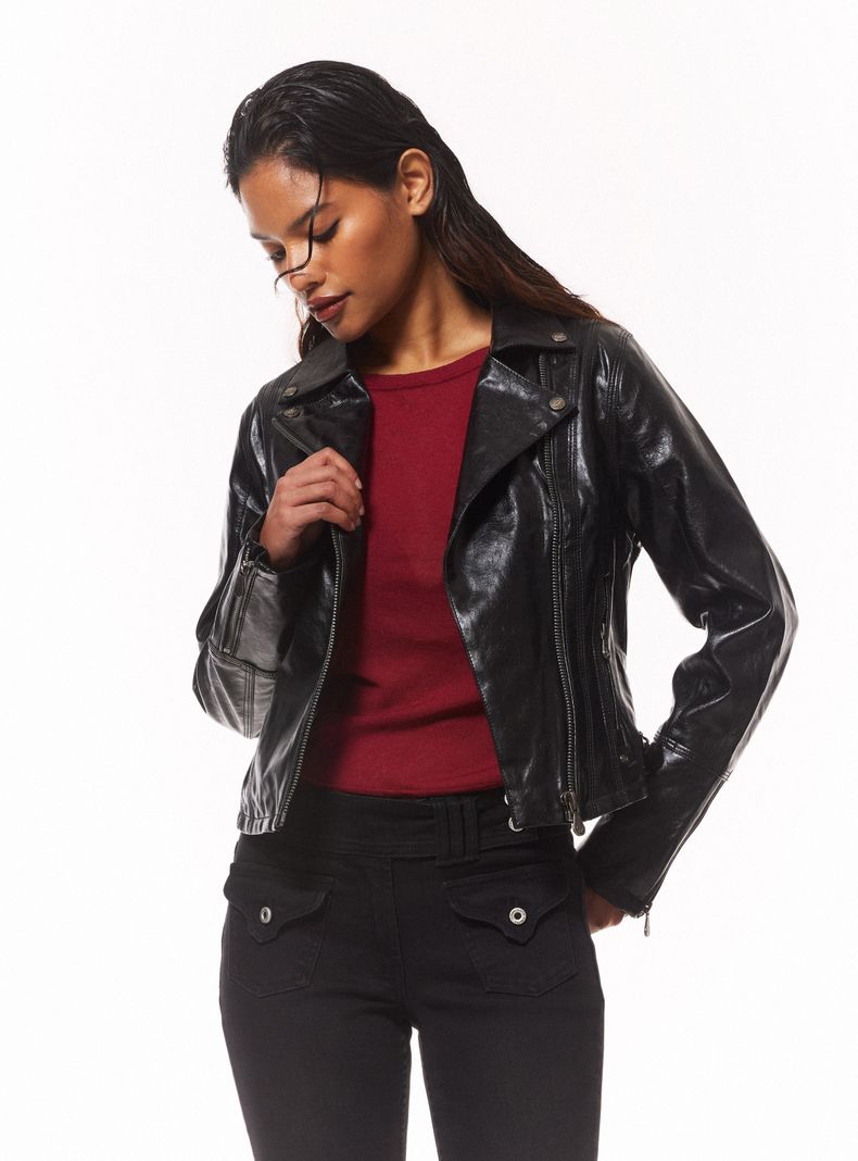 Chaqueta Biker Acharolada