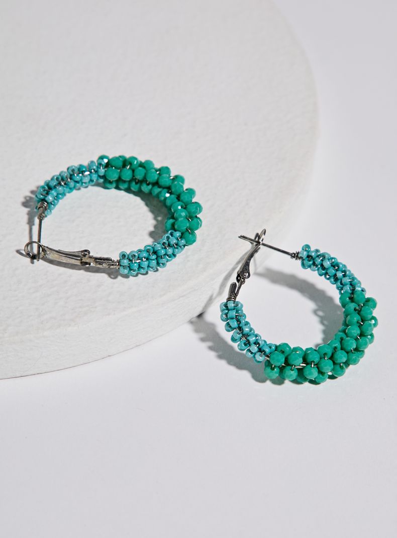 Aros Argollas con Mostacillas Asimétricas