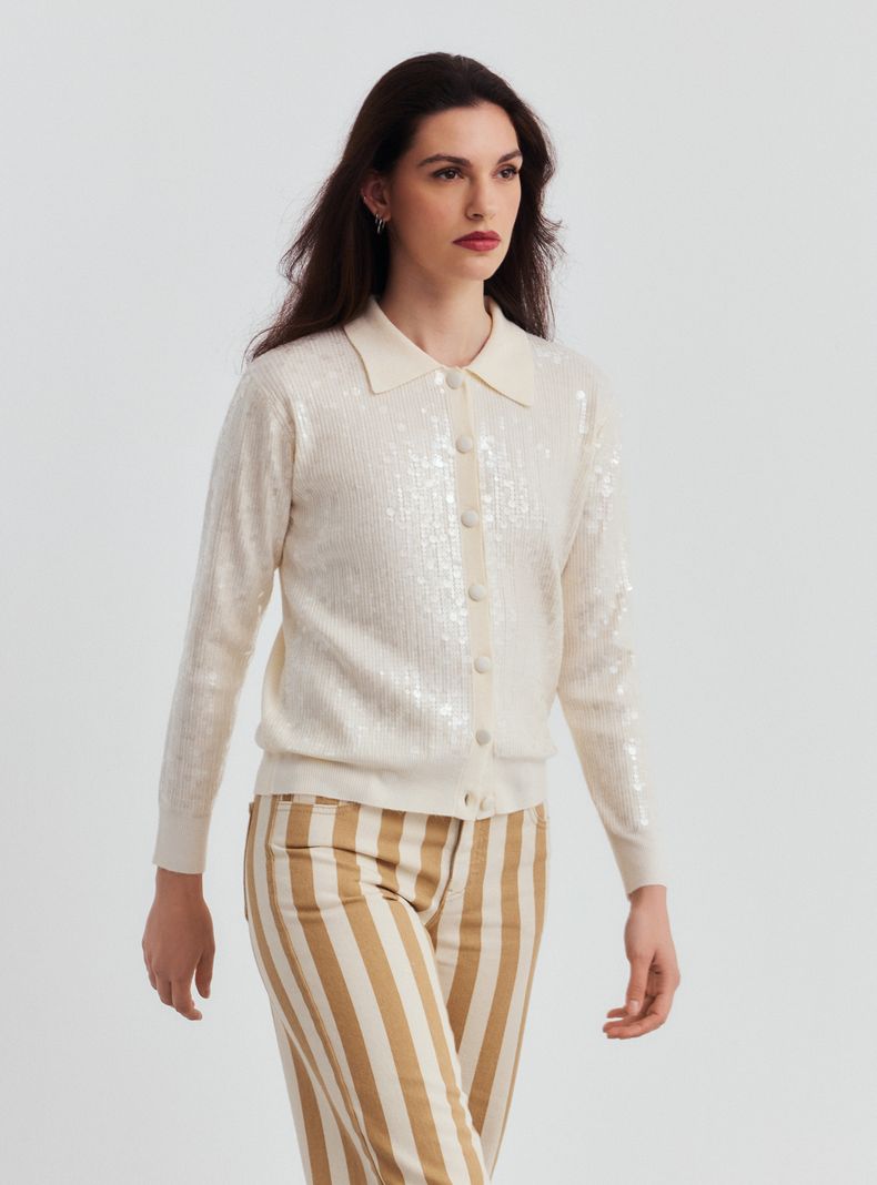 Sweater Cuello Polo Lentejuelas