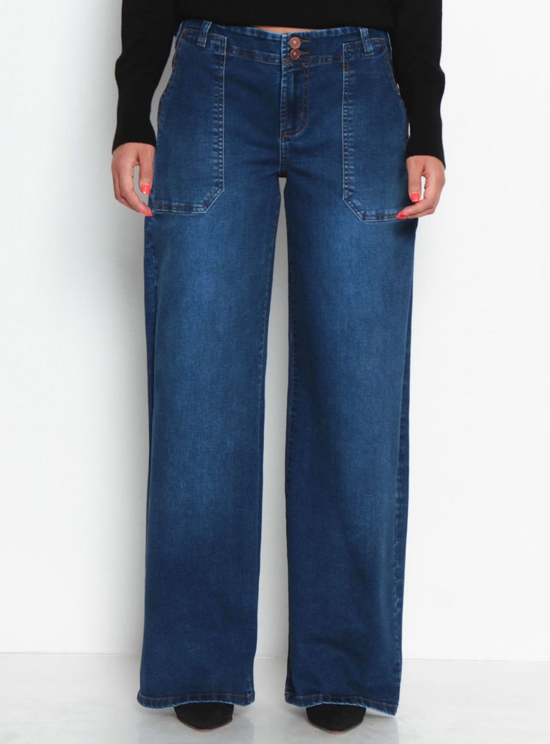 Jeans Cargo Recto Básico Pretina Media Dos Botones 347
