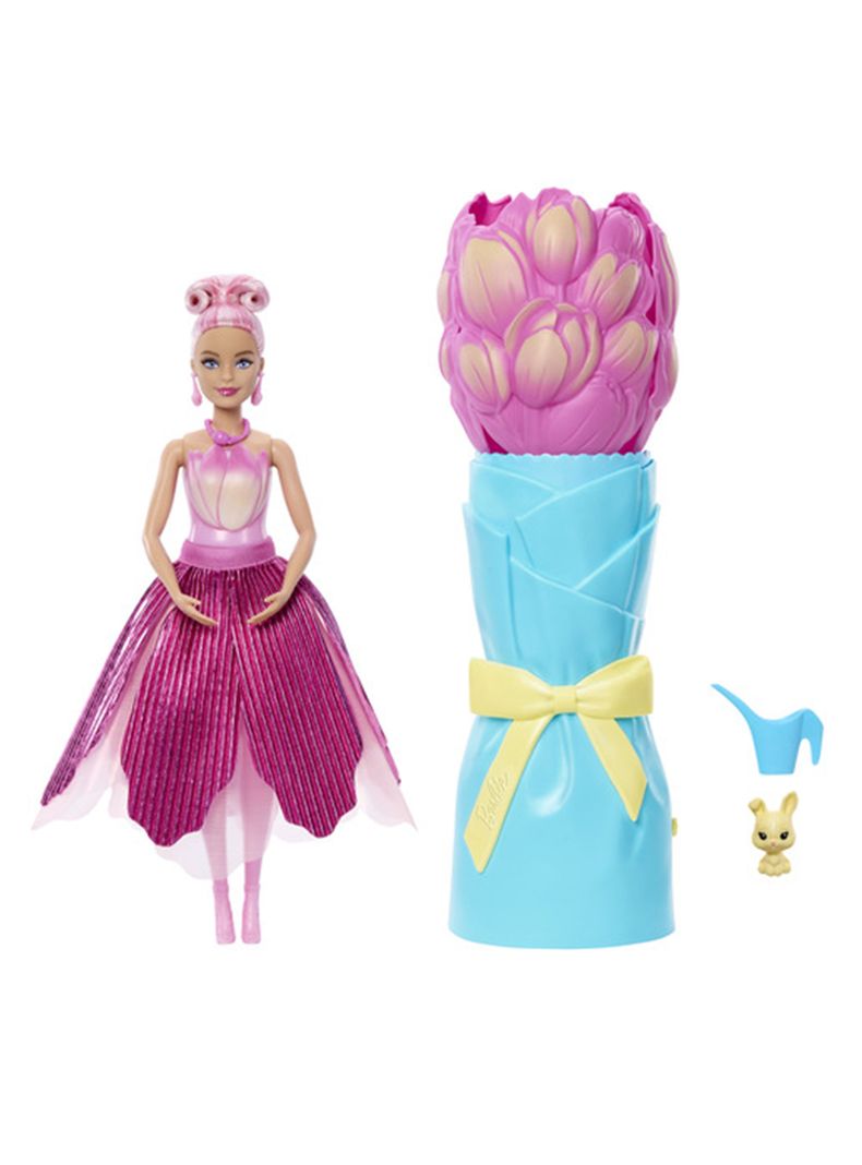 BARBIE MUÑECA PETAL POP REVEAL FLORES ROSADAS