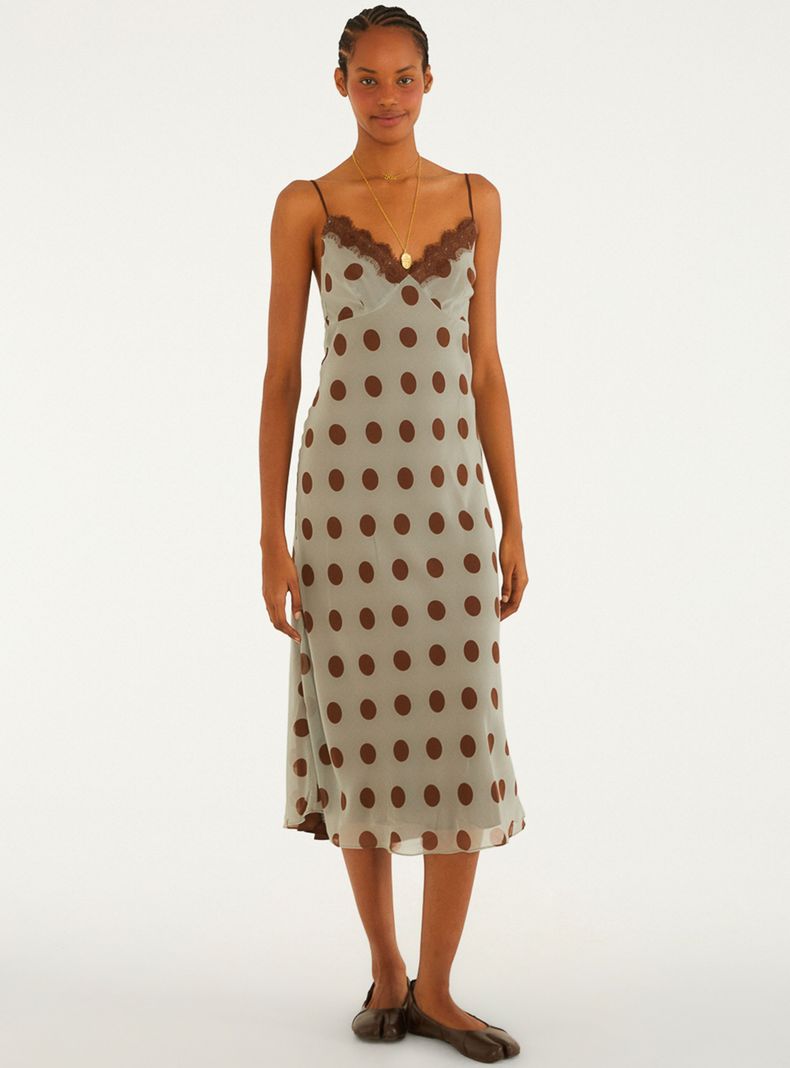 Vestido Midi Dots con Encaje