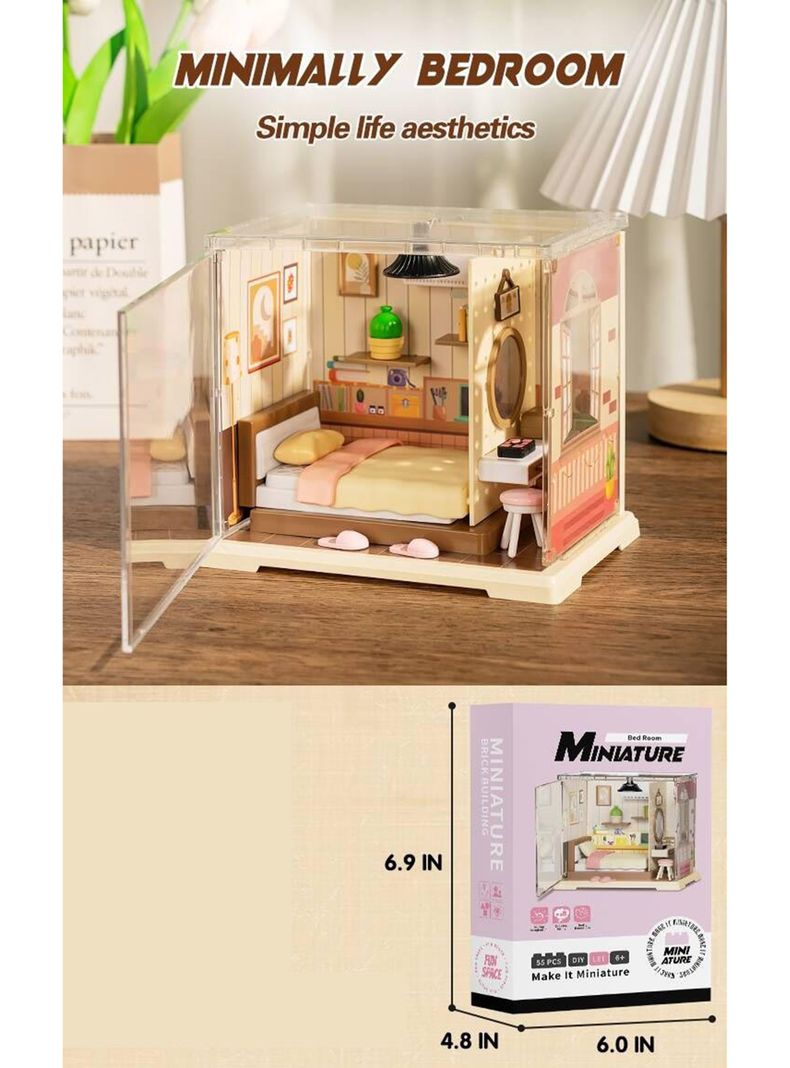 Accesorio Casa de Muñecas Habitación Mini con Luz 55 Piezas