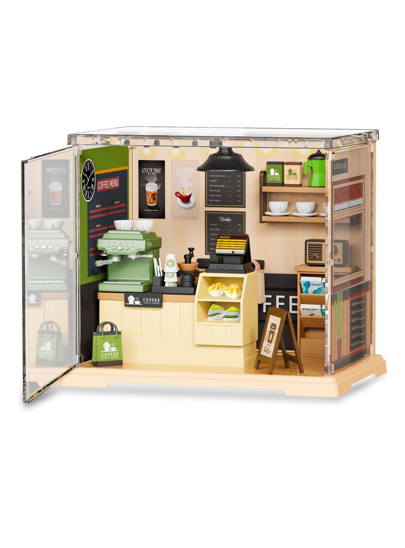 Accesorio Casa de Muñecas Cafetería Mini con Luz 90 Piezas