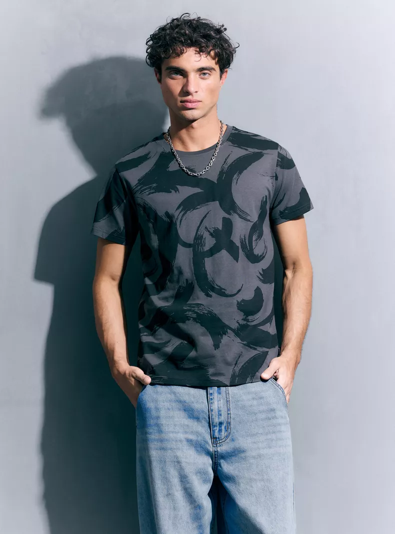 Polera Full Print Algodón Manga Corta