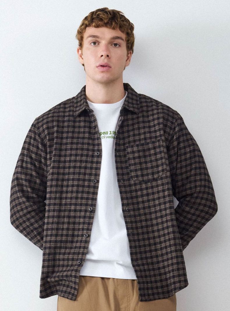 Camisa Casual Estampada Bolsillo Frontal